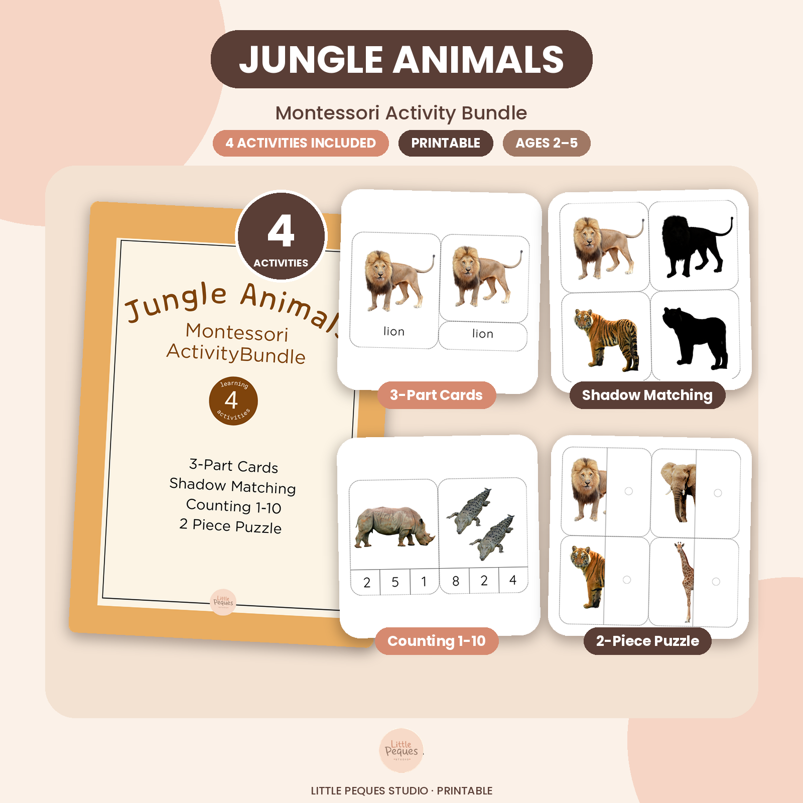 jungle animals bundle mockup en